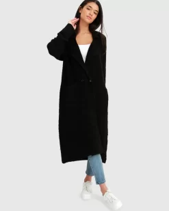 Belle & Bloom Born To Run Sustainable Sweater Coat - Black Clearance