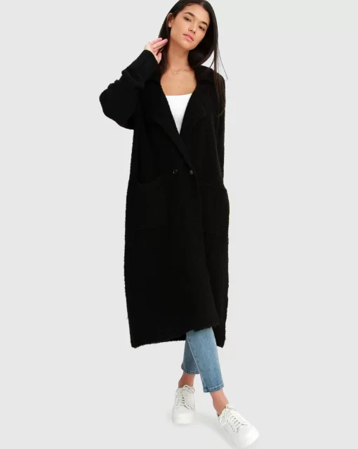 Belle & Bloom Born To Run Sustainable Sweater Coat - Black Best Sale