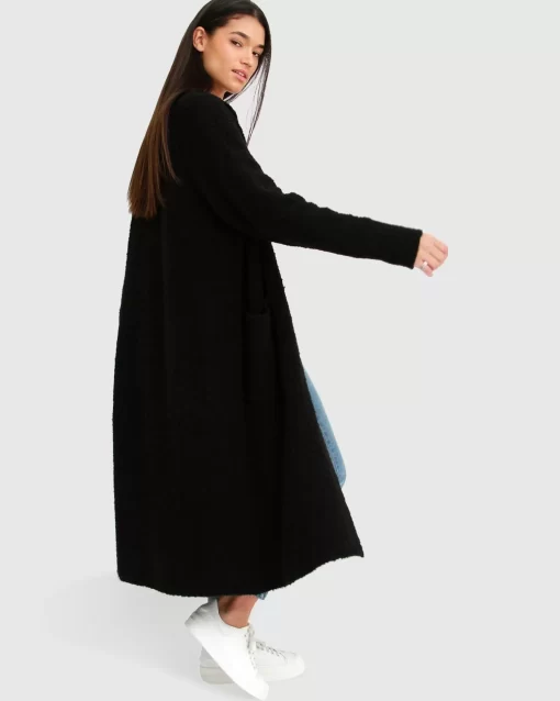 Belle & Bloom Born To Run Sustainable Sweater Coat - Black Clearance