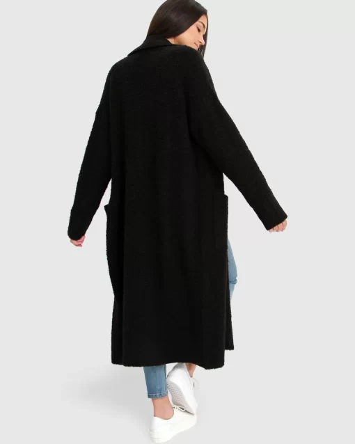 Belle & Bloom Born To Run Sustainable Sweater Coat - Black Clearance