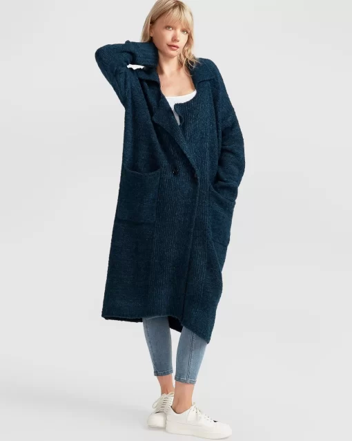 Belle & Bloom Born To Run Sustainable Sweater Coat - Dark Teal Store