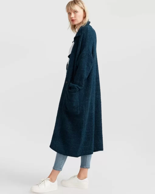 Belle & Bloom Born To Run Sustainable Sweater Coat - Dark Teal Store