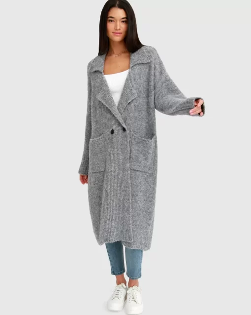 Belle & Bloom Born To Run Sustainable Sweater Coat - Grey Discount