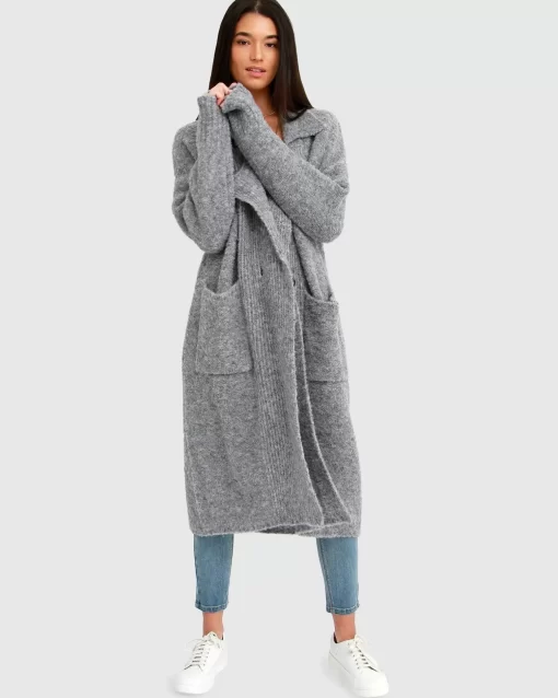 Belle & Bloom Born To Run Sustainable Sweater Coat - Grey Discount