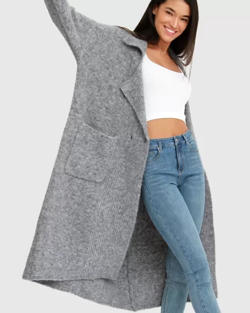 Belle & Bloom Born To Run Sustainable Sweater Coat - Grey Discount