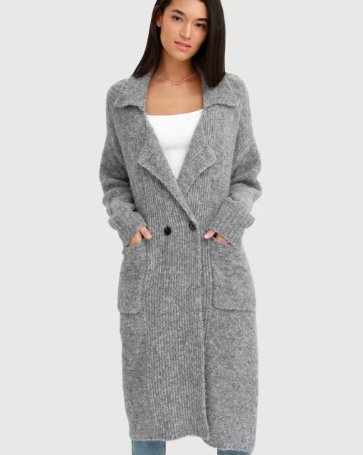 Belle & Bloom Born To Run Sustainable Sweater Coat - Grey Discount