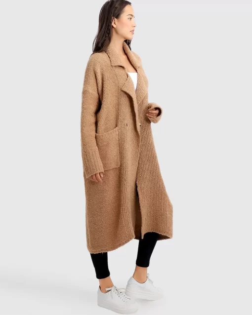 Belle & Bloom Born To Run Sustainable Sweater Coat - Light Camel Hot