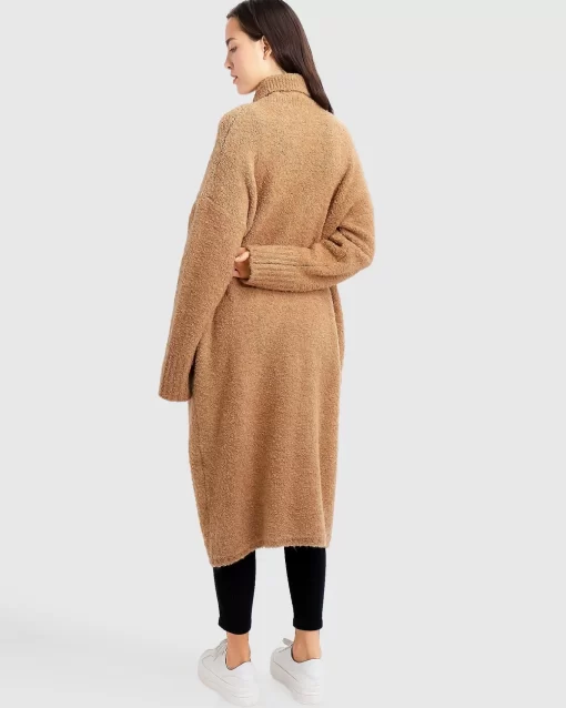 Belle & Bloom Born To Run Sustainable Sweater Coat - Light Camel Hot