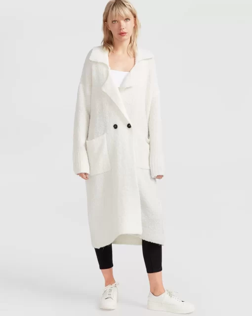 Belle & Bloom Born To Run Sustainable Sweater Coat - White Flash Sale