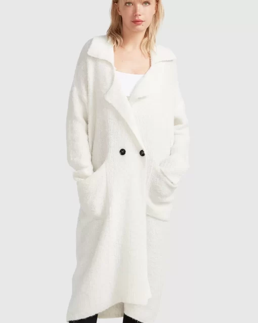 Belle & Bloom Born To Run Sustainable Sweater Coat - White Flash Sale