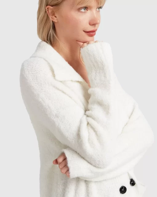 Belle & Bloom Born To Run Sustainable Sweater Coat - White Flash Sale