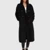 Belle & Bloom Boss Girl Double-Breasted Lined Wool Coat - Black Shop