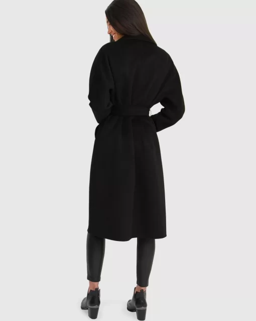 Belle & Bloom Boss Girl Double-Breasted Lined Wool Coat - Black Shop