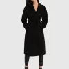 Belle & Bloom Boss Girl Double-Breasted Lined Wool Coat - Black Shop