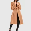 Belle & Bloom Boss Girl Double-Breasted Lined Wool Coat - Camel Flash Sale