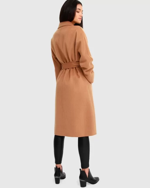 Belle & Bloom Boss Girl Double-Breasted Lined Wool Coat - Camel Flash Sale