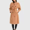 Belle & Bloom Boss Girl Double-Breasted Lined Wool Coat - Camel Flash Sale