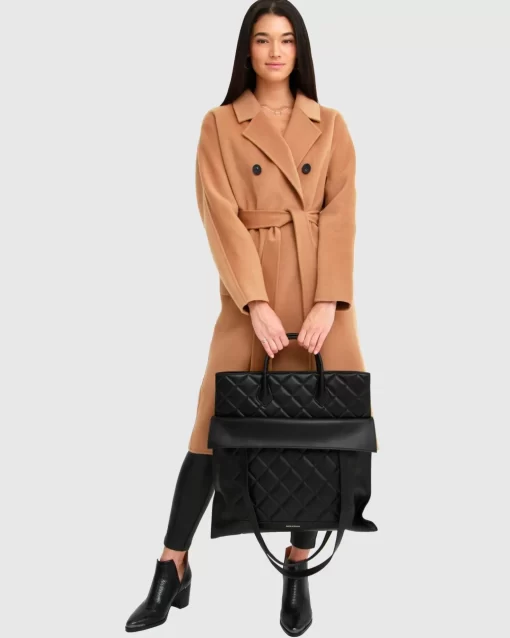 Belle & Bloom Boss Girl Double-Breasted Lined Wool Coat - Camel Flash Sale