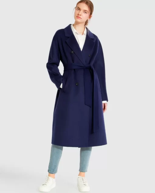 Belle & Bloom Boss Girl Double-Breasted Lined Wool Coat - Midnight Blue Online