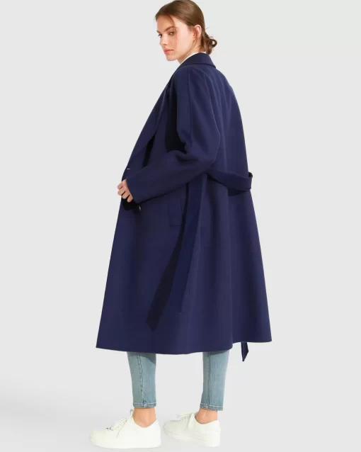 Belle & Bloom Boss Girl Double-Breasted Lined Wool Coat - Midnight Blue Online