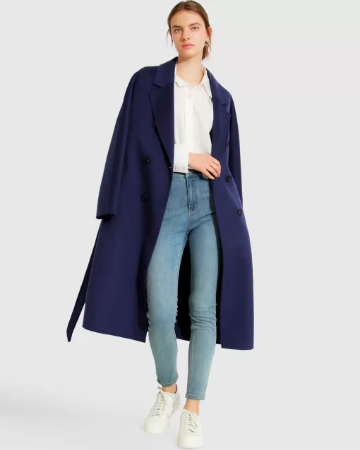 Belle & Bloom Boss Girl Double-Breasted Lined Wool Coat - Midnight Blue Online