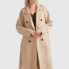 Belle & Bloom Boss Girl Double-Breasted Lined Wool Coat - Pale Oat Fashion