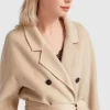 Belle & Bloom Boss Girl Double-Breasted Lined Wool Coat - Pale Oat Fashion