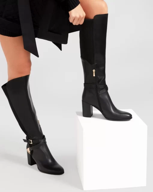 Belle & Bloom Breton Knee High Boot - Black Flash Sale