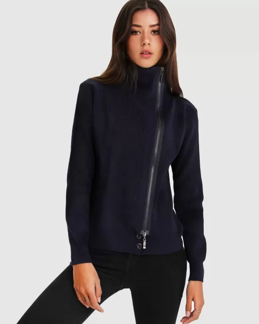 Belle & Bloom Brother'S Zip Front Jumper - Navy Shop