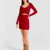 Belle & Bloom C'Est Belle Knit Mini Skirt - Red Clearance