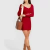 Belle & Bloom C'Est Belle Knit Mini Skirt - Red Clearance