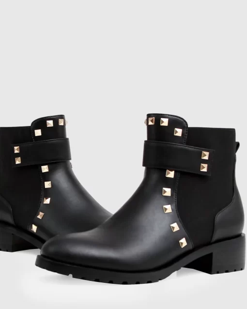 Belle & Bloom City Lights Leather Ankle Boot - Black Hot