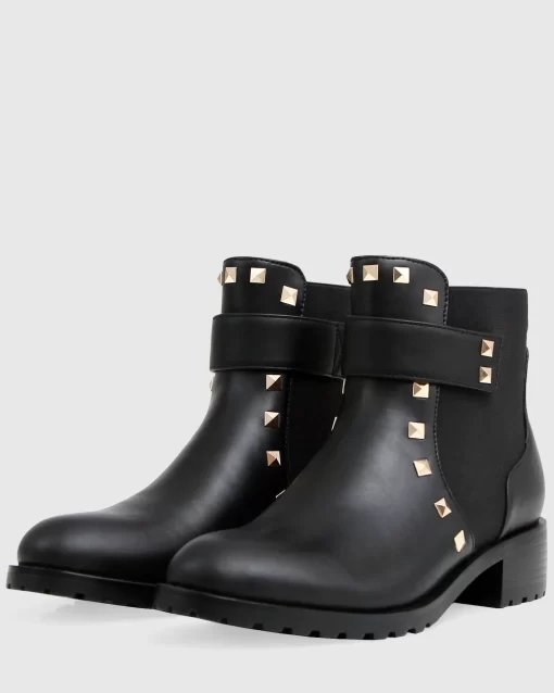 Belle & Bloom City Lights Leather Ankle Boot - Black Hot