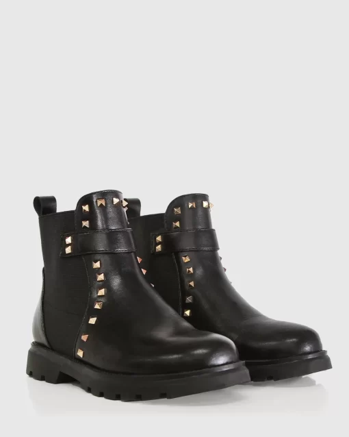 Belle & Bloom City Lights Mini Leather Ankle Boot - Black Sale