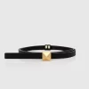 Belle & Bloom Cleopatra Pyramid Stud Leather Belt - Black New