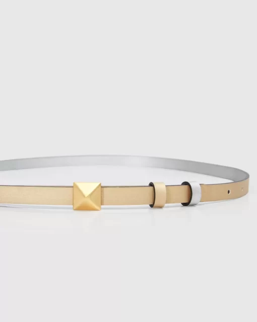 Belle & Bloom Cleopatra Pyramid Stud Leather Belt - Metallic Store