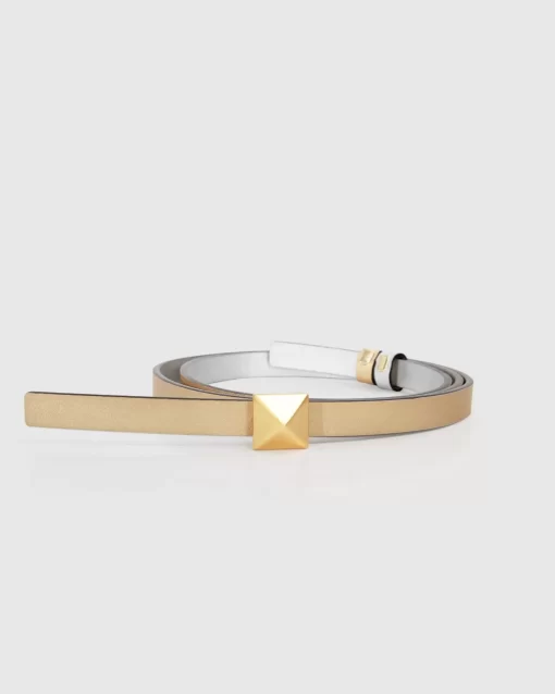 Belle & Bloom Cleopatra Pyramid Stud Leather Belt - Metallic Store