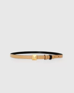 Belle & Bloom Cleopatra Pyramid Stud Leather Belt - Tan/Black Sale