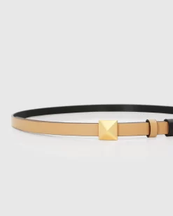 Belle & Bloom Cleopatra Pyramid Stud Leather Belt - Tan/Black Sale