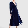 Belle & Bloom Current Mood Velvet Wrap Dress - Royal Blue Flash Sale