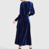 Belle & Bloom Current Mood Velvet Wrap Dress - Royal Blue Flash Sale