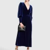 Belle & Bloom Current Mood Velvet Wrap Dress - Royal Blue Flash Sale