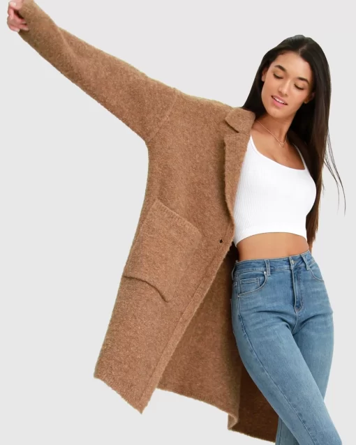 Belle & Bloom Days Go By Sustainable Blazer Cardigan - Camel Cheap