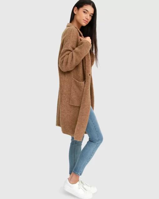 Belle & Bloom Days Go By Sustainable Blazer Cardigan - Camel Cheap