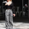 Belle & Bloom Dominoes Wide Leg Check Pant - Black Check Fashion