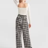 Belle & Bloom Dominoes Wide Leg Check Pant - Black Check Cheap