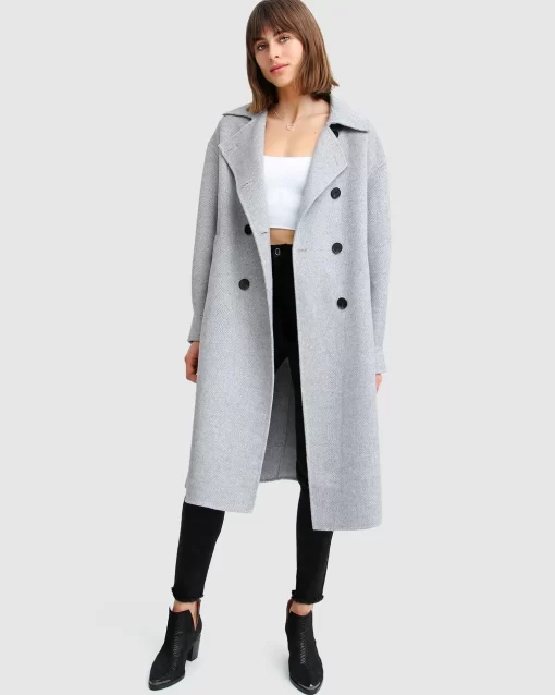 Belle & Bloom Dream Lover Loose Fit Wool Blend Coat - Grey Sale