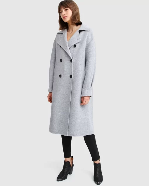 Belle & Bloom Dream Lover Loose Fit Wool Blend Coat - Grey Discount