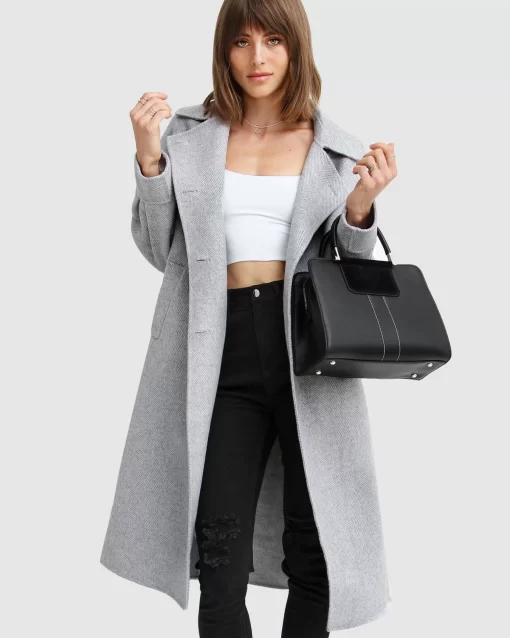 Belle & Bloom Dream Lover Loose Fit Wool Blend Coat - Grey Sale