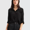 Belle & Bloom Eclipse Rolled Sleeve Blouse - Black Hot